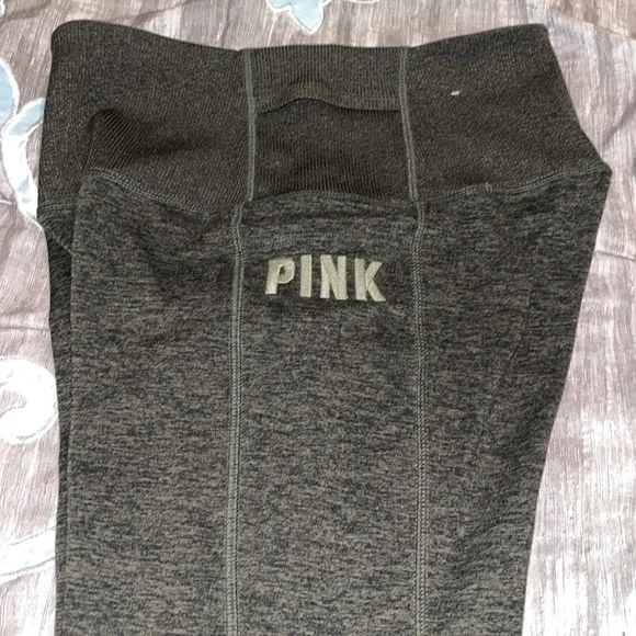 Victoria’s Secret Pink Cozy Heather Green Stretch Pocketed Leggings Size S EUC - Picture 3 of 6